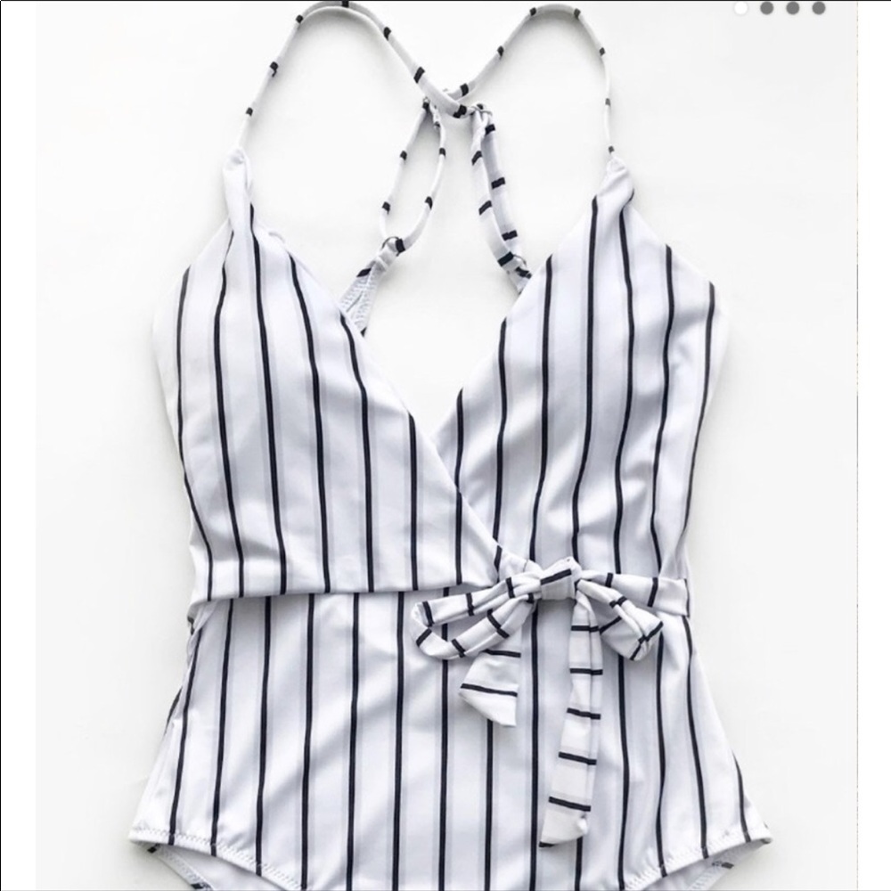 NEVER WORN striped one-piece bathing suit